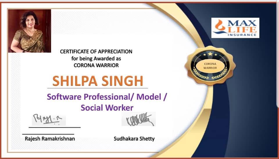Max Life Insurance Corona Warrior certificate